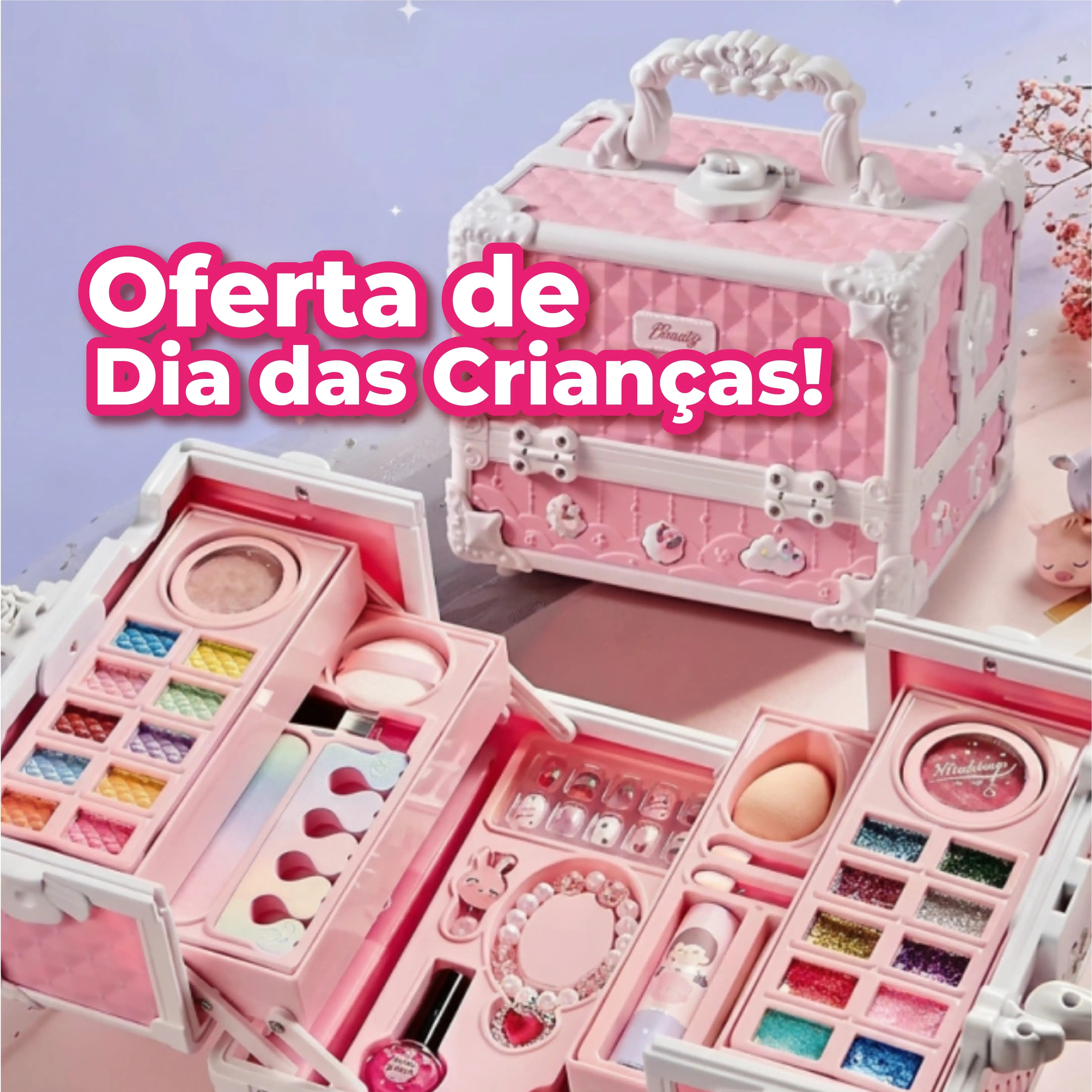 Mega Maleta de Maquiagem Infantil — maleta completa aberta